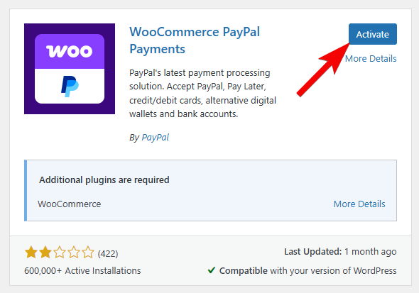 启用 WooCommerce PayPal Payments 插件