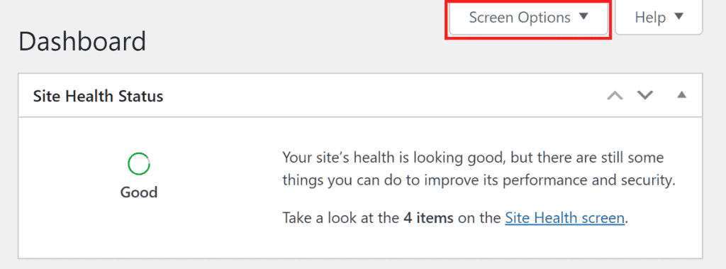 WordPress Screen Options 显示选项截图