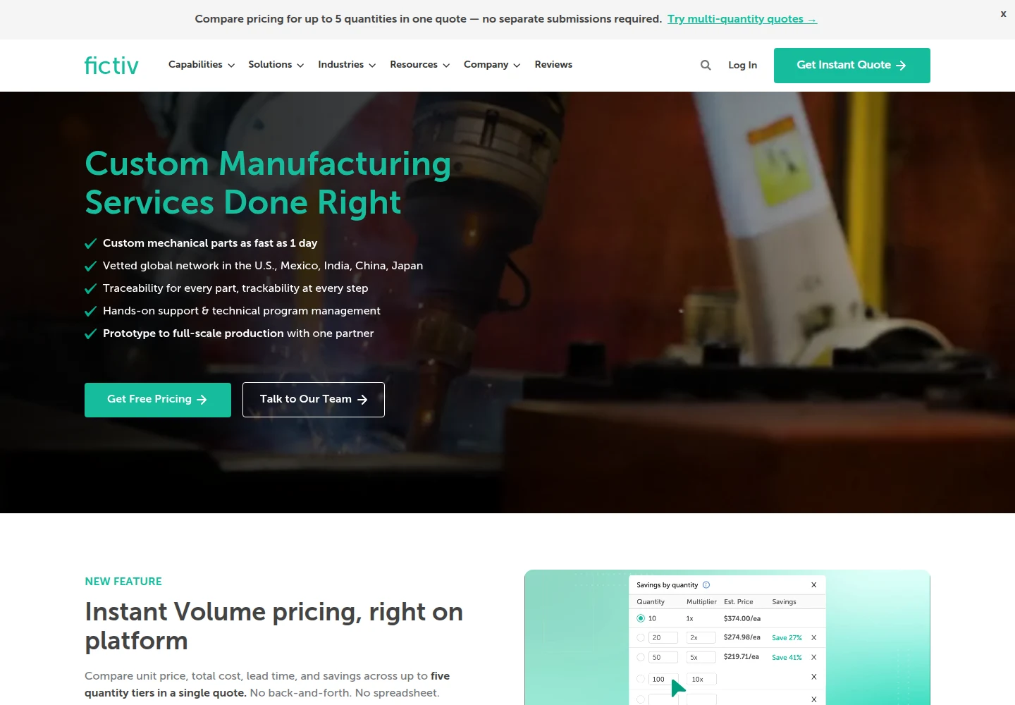 Fictiv 网站首页